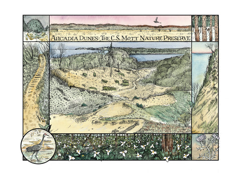 Glenn Wolff Signed Print - Arcadia Dunes: The C.S. Mott Nature Preserve
